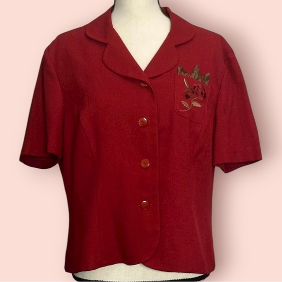 3/$10 Koret Blazer 16P Red Short Sleeve Jacket - Picture 1 of 8